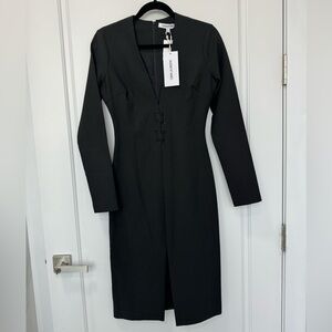 Elizabeth and James Black Lace up Slit Dress